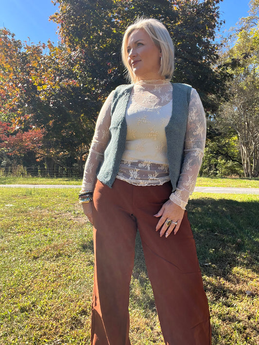Copper Wide Leg high rise hyper stretch pants
