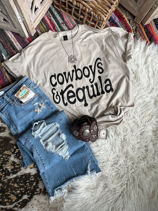 Western & Wasted Tee – Cowboys & Tequila in Sand