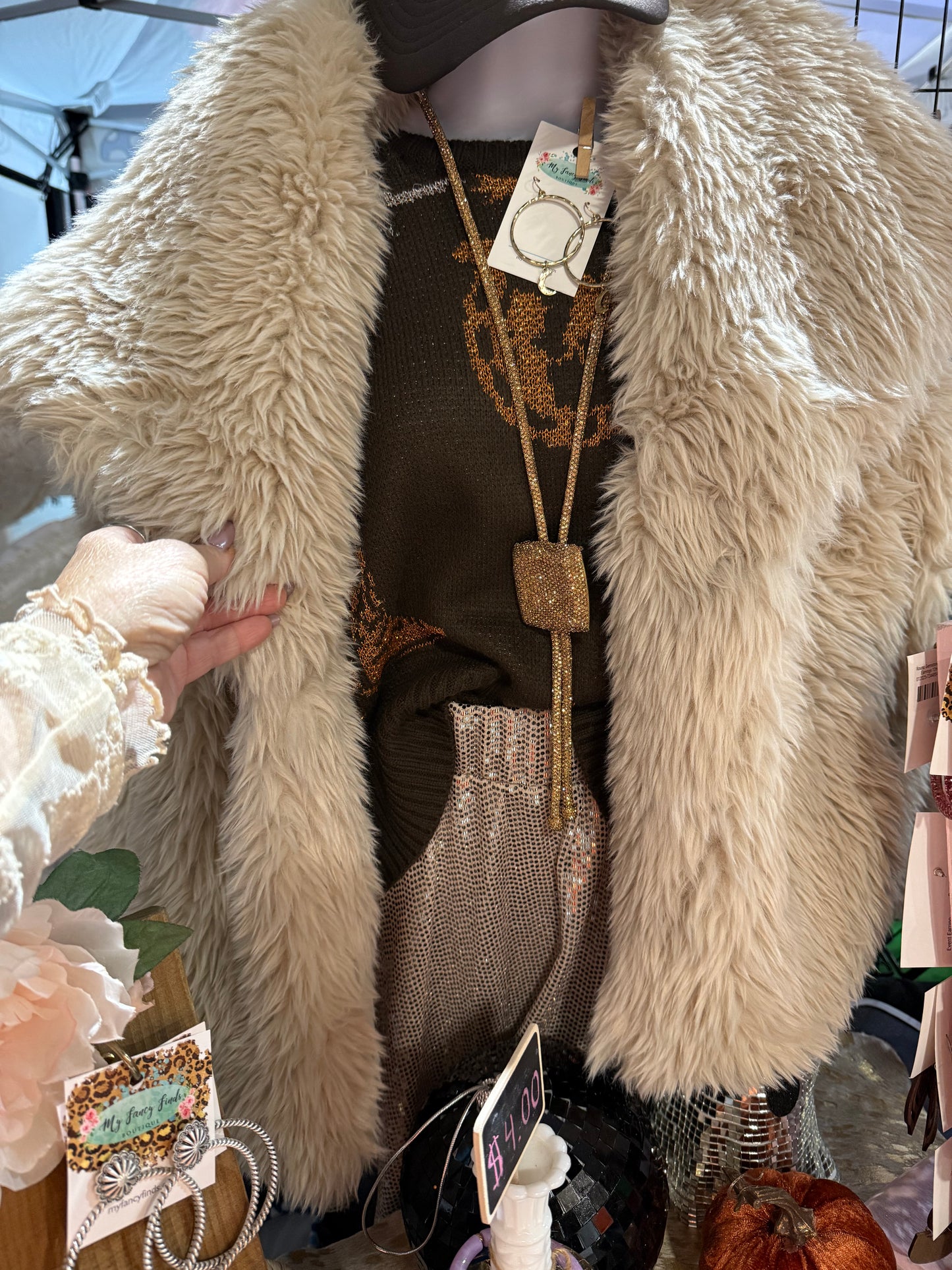 Golden West Metallic Motif Sweater – Brown