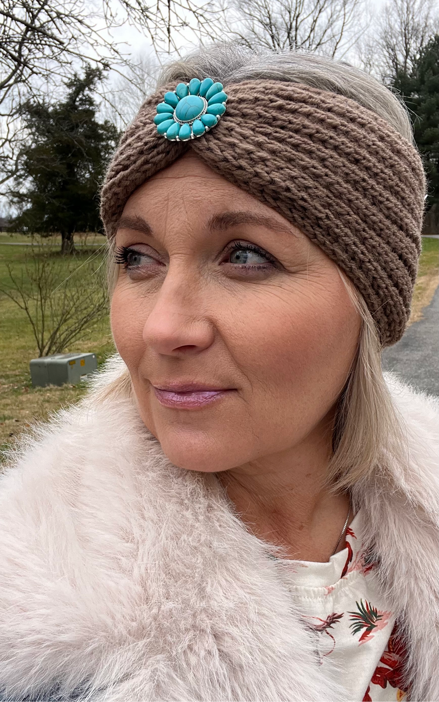 Turquoise Embellished Monica knit ear warmer