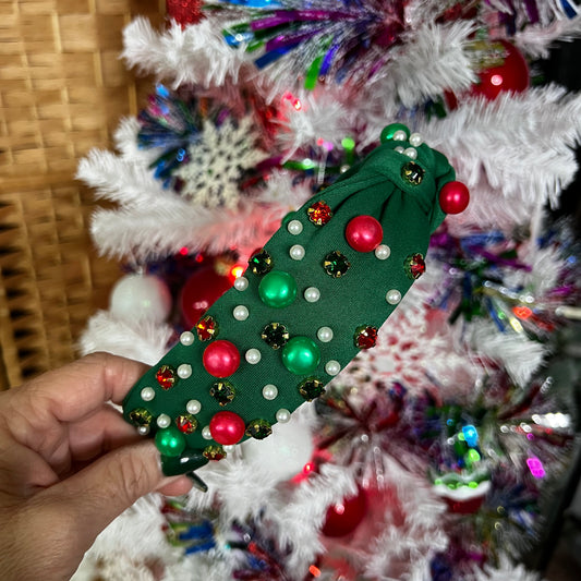 Holiday Jewels Knot Pearl Beaded headband