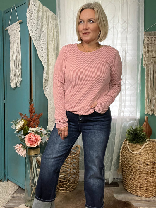 Dusty Mauve Urban ribbed Long Sleeve Top
