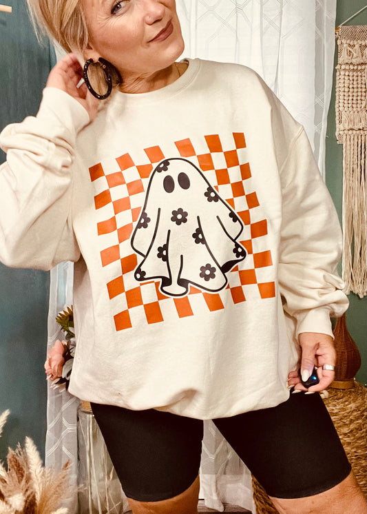 Groovy Ghost Sweet Cream crew neck sweatshirt