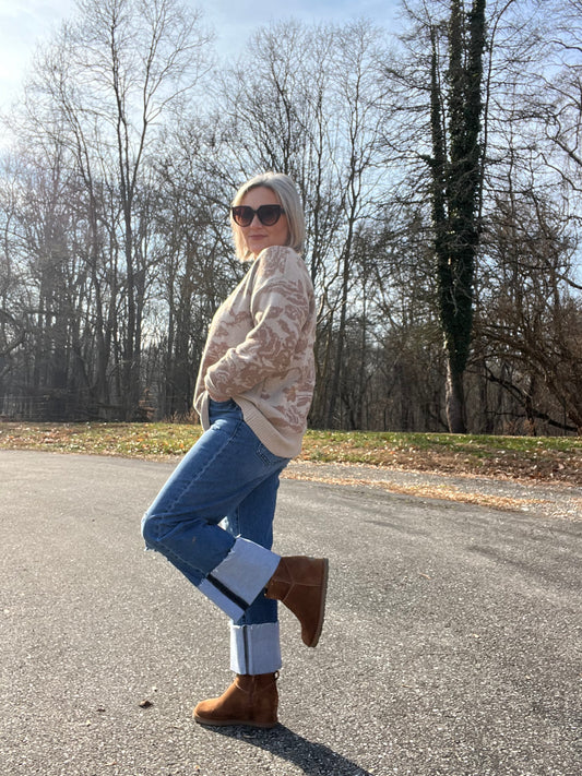 Charlotte Straight Leg High Cuff Denim Jeans