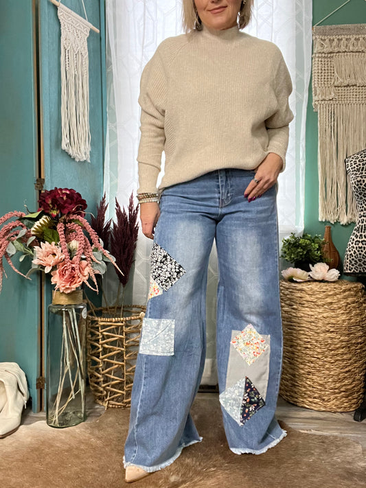 Patchwork Boho denim pants