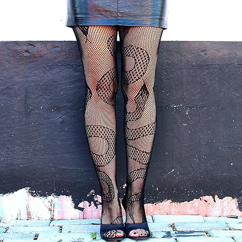 Slither on over fishnet stockings