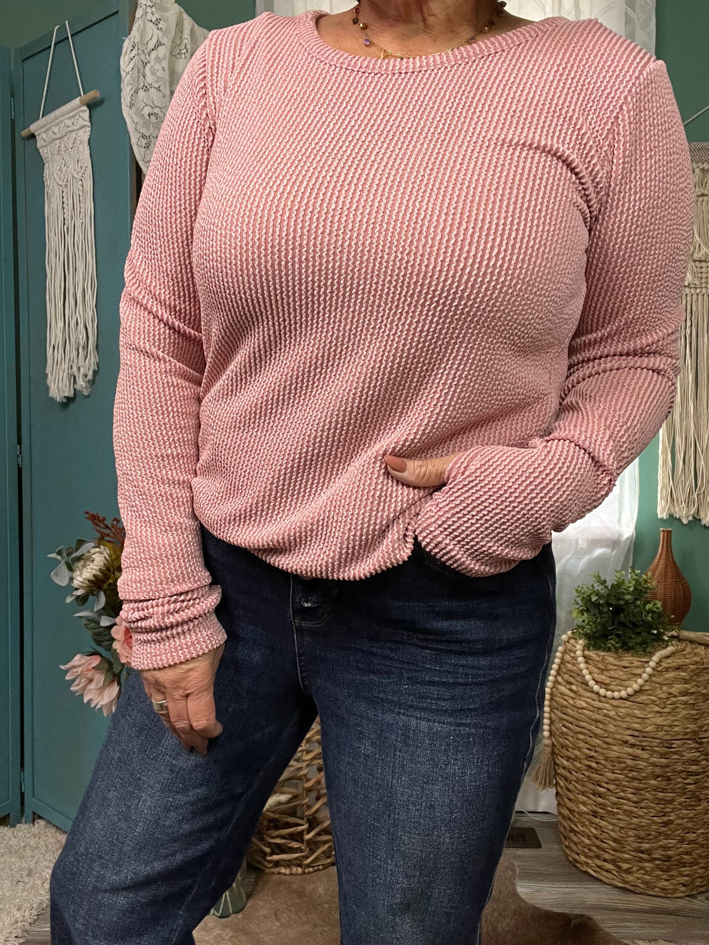 Dusty Mauve Urban ribbed Long Sleeve Top