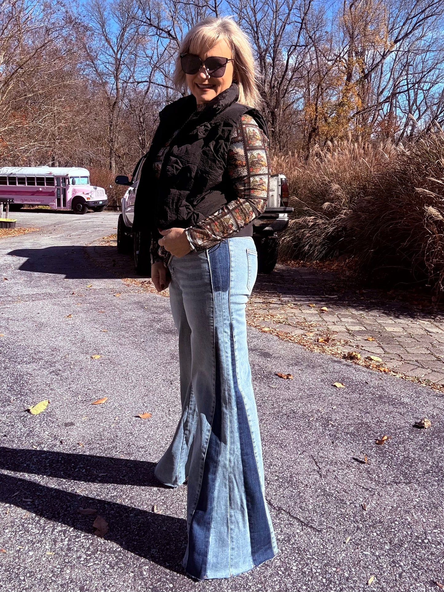 Bandit Blues – Contrast High Rise Flare Jeans