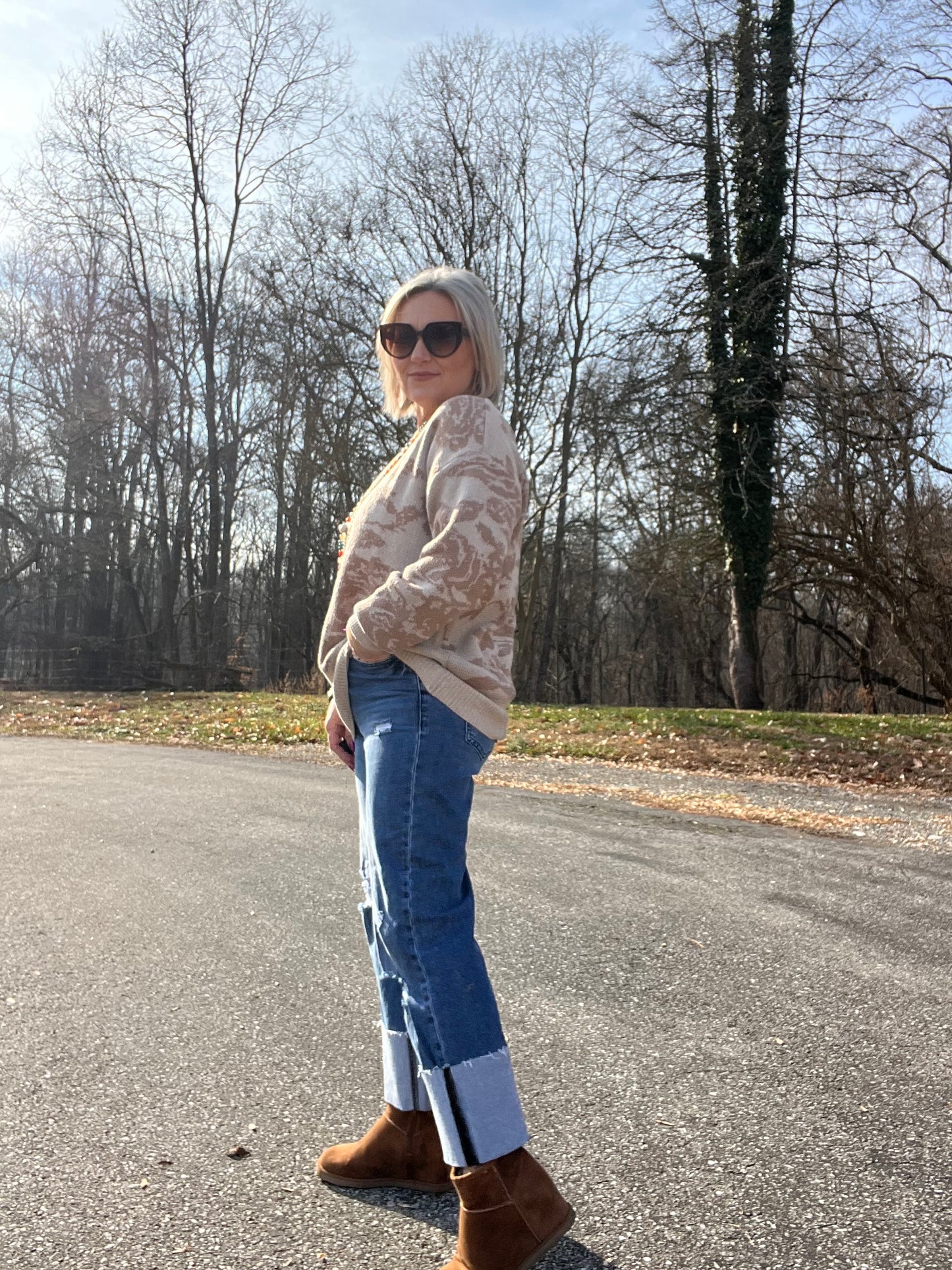 Charlotte Straight Leg High Cuff Denim Jeans