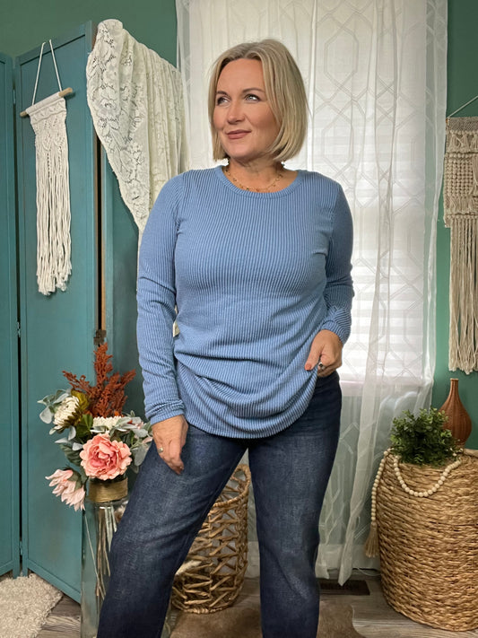 Vintage Denim Blue Urban ribbed top