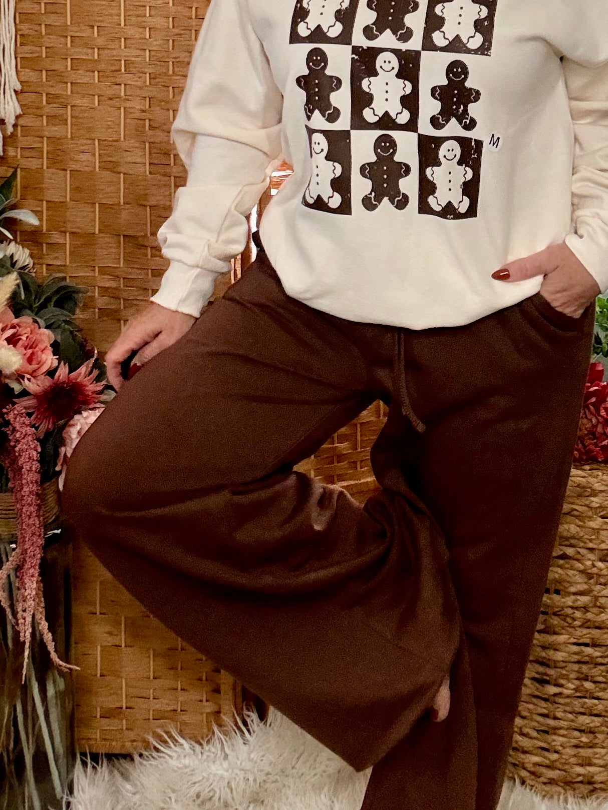 Cozy Stretch Wide Leg Sweatpants – Chocolate Brown