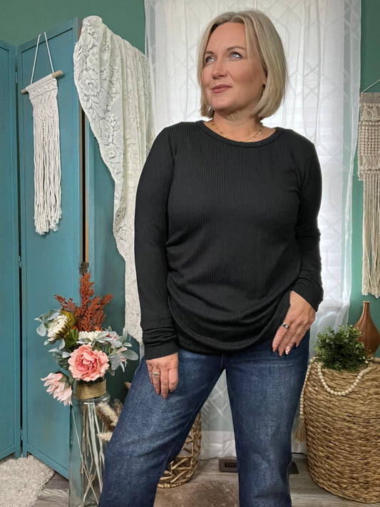 Black Urban ribbed Long Sleeve Top