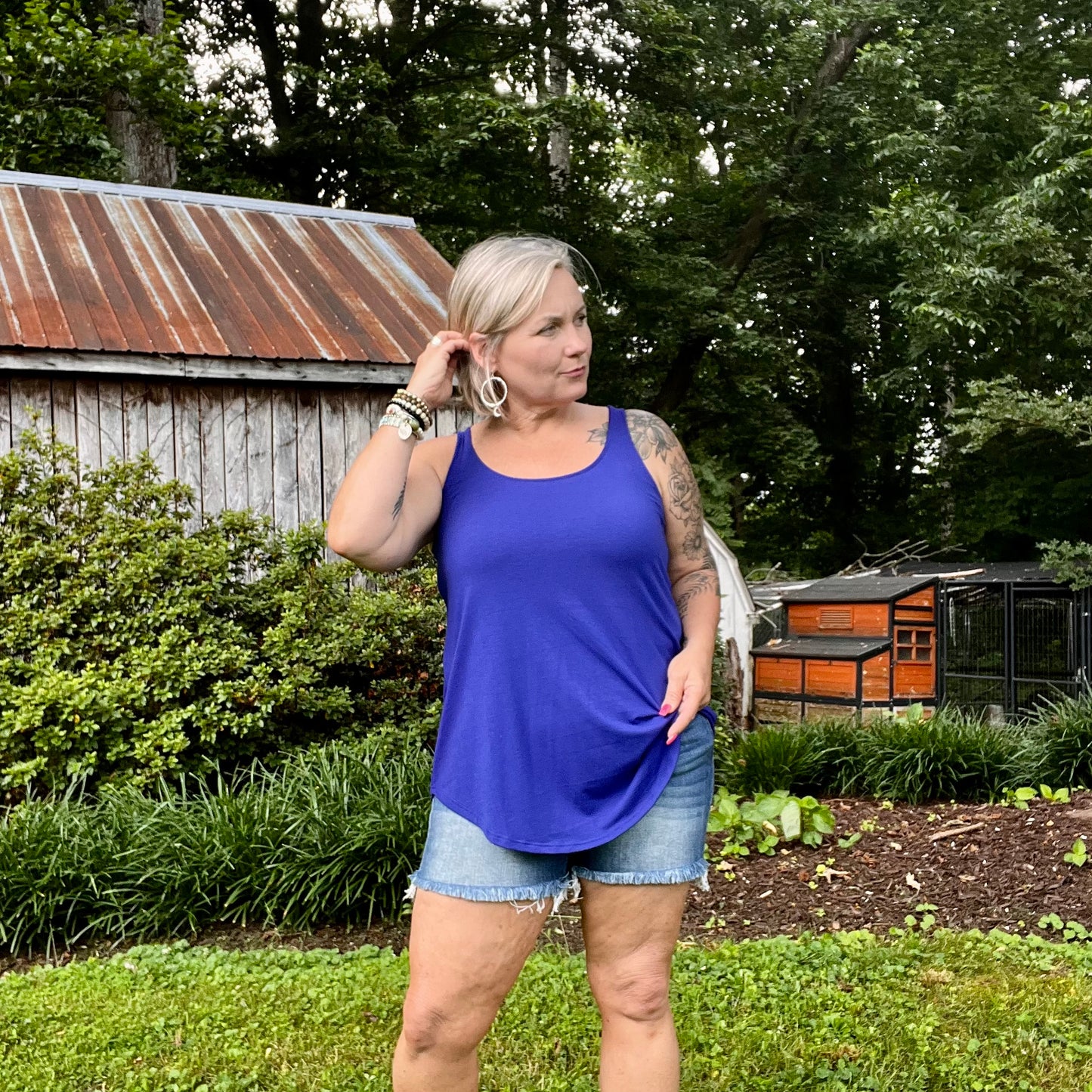 Royal blue round neck tank