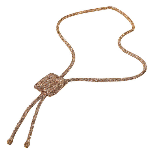 Western Glam Bling Bolo Necklace – Rose Gold Shine