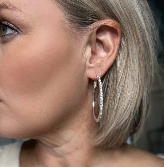 Nashville Nights rhinestone hoop earring