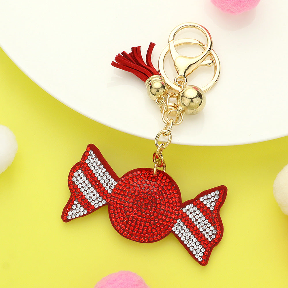 Glitzy Rhinestone Holiday pillow key chain purse charm