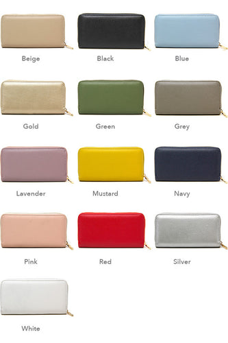 Zip Closure Pebble wallet multiple colors