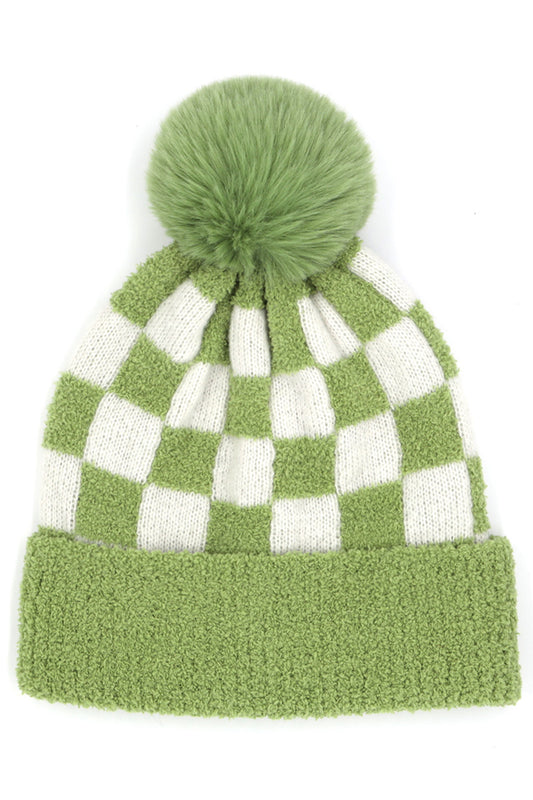 Apple Green Check knit hat
