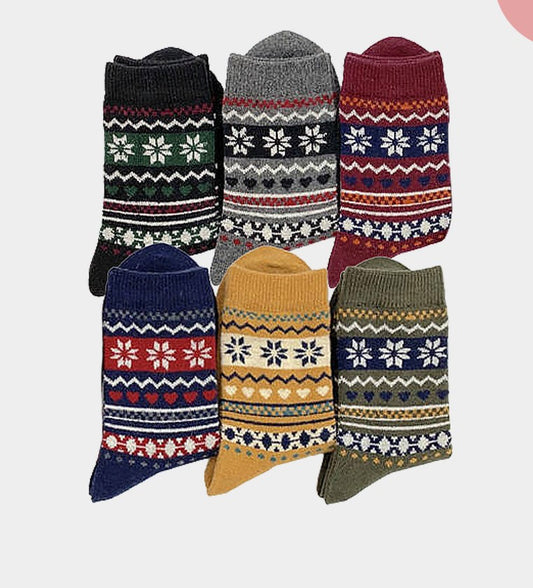 Wool Blend Snowflake Crew Socks