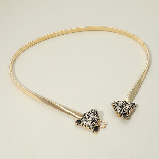 Fierce Elegance Stretch Belt – Double Panther Rhinestone Buckle