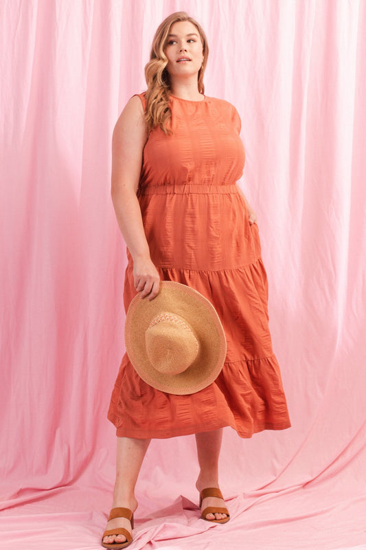 Burnt Peach tiered dress