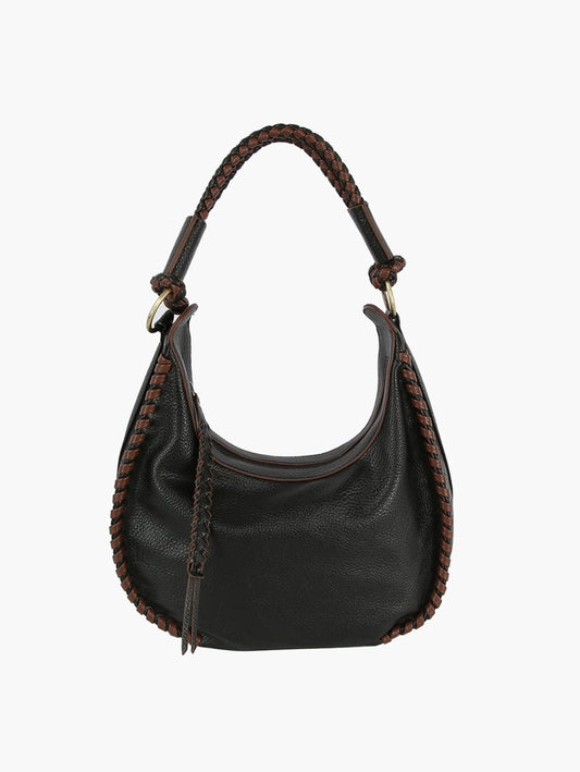 Whipstitch Hobo Bag in Black