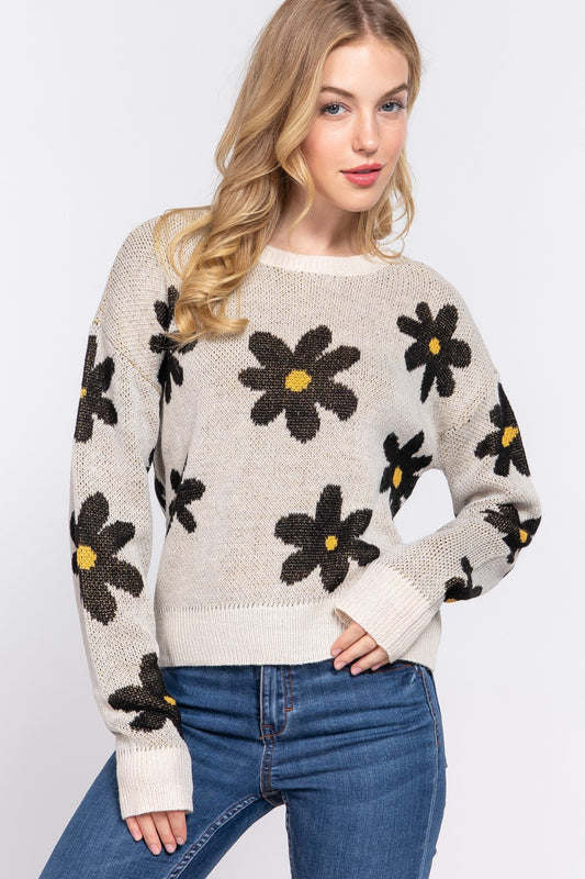 Black Daisy cropped sweater