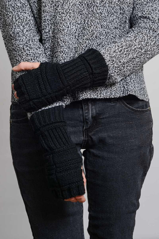 Black Ribbed arm warmers