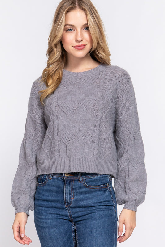 Gray Cable Knit Sweater