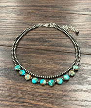 Cowgirl pears and turquoisel double strand necklace