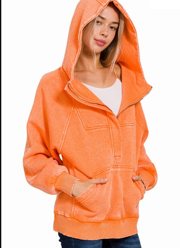 Orange Sherbet Zip front hoodie