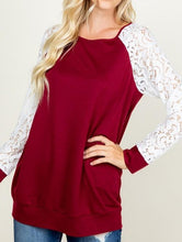 Lace sleeve casual pullover