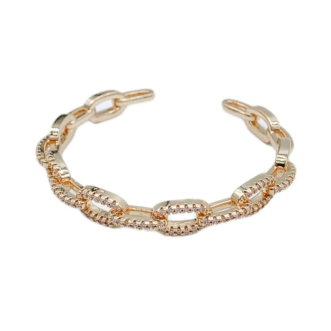 Crystal and gold chain link bangle Lauren Kenzie