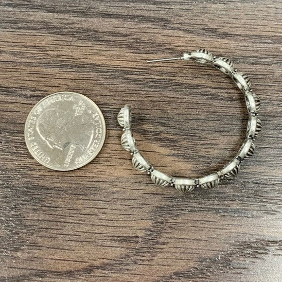 Antique silver plate concho earrings