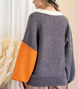 Fall colorblock patchwork sweater