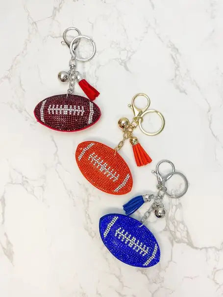 PREORDER: Glitzy Football Key Chains in Assorted Colors