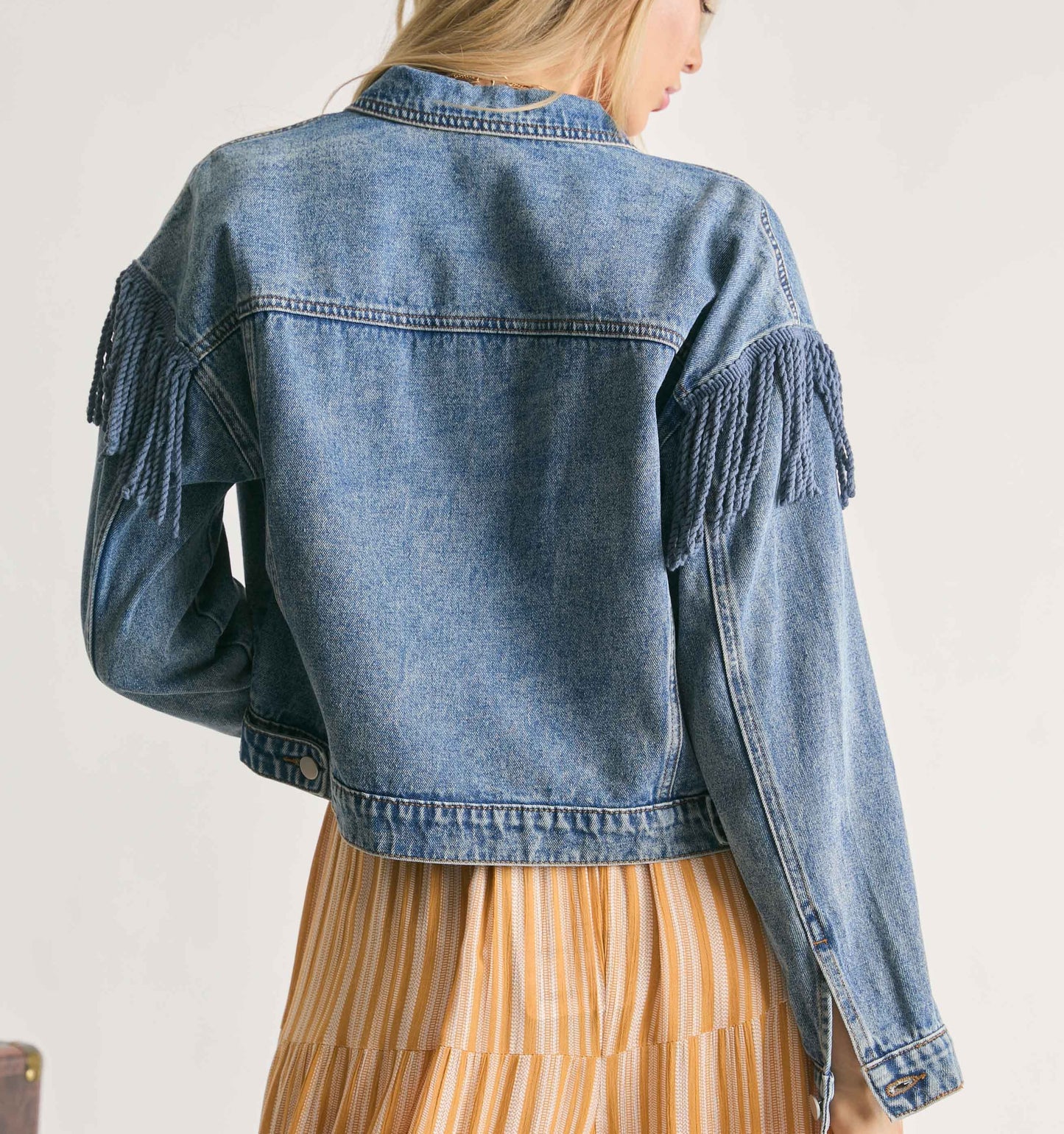 Wynona Light denim Fringe jacket