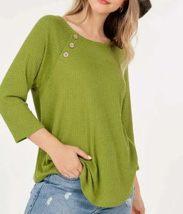 Fern long sleeve top with button details