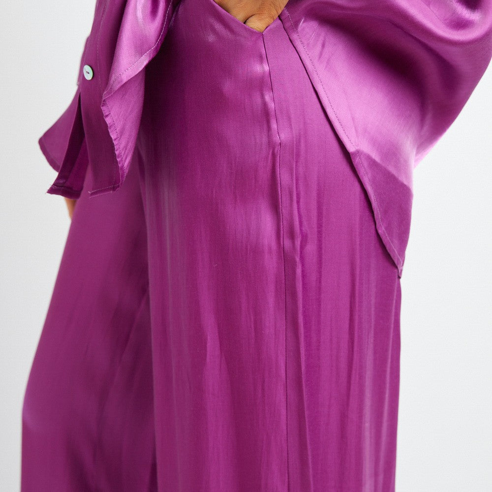 Berry Fabulous wide leg satin pants