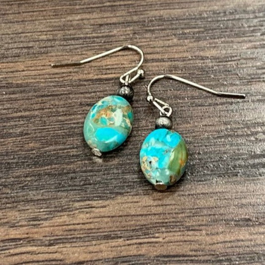 Turquoise stone dangle earrings