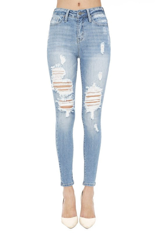 The Perfect high waist distressed denim 8530