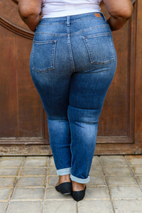 Amber Cuffed Slim Fit Dark Wash Judy Blue Jeans
