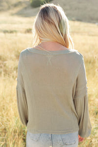 Bellissimo Draped V-Neck Sweater in Olive