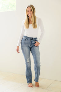 Brecken Hi-Waist Minimal Destroy Bootcut Judy Blue Jeans
