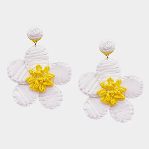 Summer rattan daisy earrings