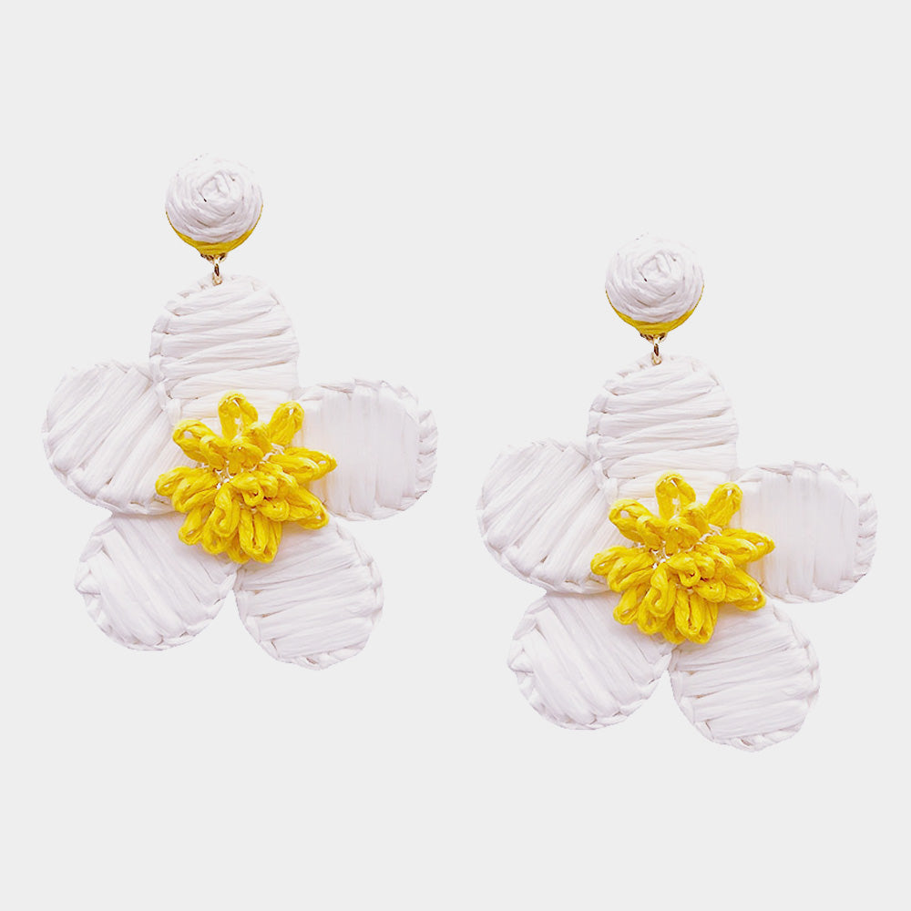 Summer rattan daisy earrings