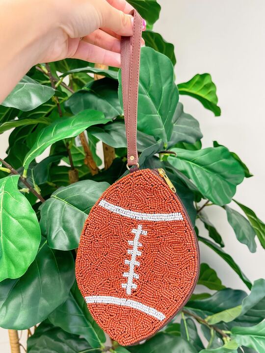 PREORDER: Football Shaped Beaded Zip Pouch