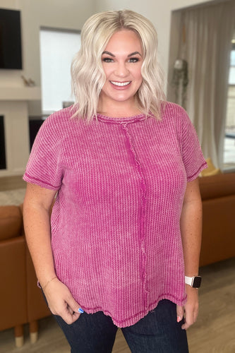 A Wink And A Smile Waffle Knit Top in Ash Pink