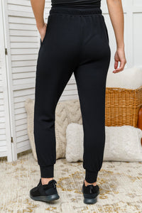 Kat High Waisted Textured Knit Joggers in Black