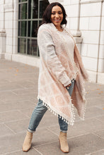 Lined with Tassel Cardigan in Mauve/Blue